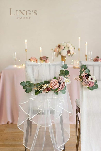 Ling's moment Artificial Flowers Fake Silk Roses Faux Foam Flower Combo for DIY Wedding Bouquets Centerpieces Arrangements Bridal Shower Party Home Decorations, Dusty Rose & Cinnamon Rose, 26pcs