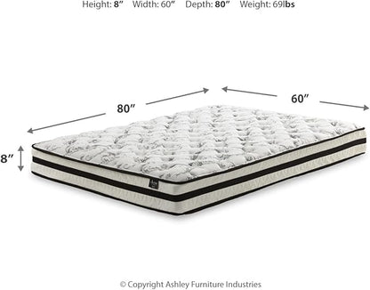 Signature Design by Ashley Queen Size Chime 8 Inch Medium Firm Innerspring Mattress with Pressure Relief Quilt Foam, Fiberglass Free, Mattress In A Box