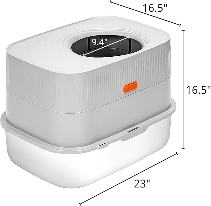 Stainless Steel Sifting Litter Box with Lid, Metal Litter Pan with Scoop for Big Cats Multi Cat, Extra Large Cats Litterbox Odor Control, Easy Clean (23*16.5*16.5inch-with Enclosure, X-Large)-Mewly Pet