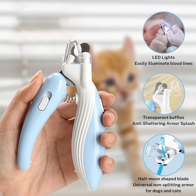 Cat Nail Clippers, Whale Shape Precision Trimming Tool, Ergonomic Non-Slip Handle, Safety Guard, Compact & Easy to Clean (Blue)-Mewly Pet
