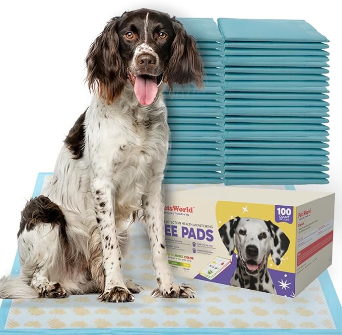 PETSWORLD Giant Dog Potty Pads, Odor-Eliminating, 36" x 36", Ultra Absorbent 5-Layer Leak-Proof Training Pads for Dogs & Cats (36x36 Health Indicating, 100 Count)-Mewly Pet