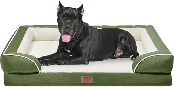 Comfort Expression XXL Orthopedic Dog Bed for Extra Large Dogs, Orthopedic Foam Dog Beds Washable, Waterproof Pet Sofa Couch with Removable Cover & Non-Slip Bottom(XX-Large,Light Green)-Mewly Pet