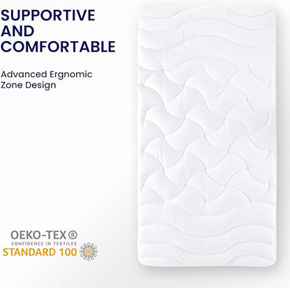 SLEEP ZONE Twin XL Cooling Mattress Topper for College Dorm, Premium Zoned Cool Mattress Pad Cover, Padded Mattress Protector Breathable Washable, Deep Pocket 8-21" (White, Twin XL)