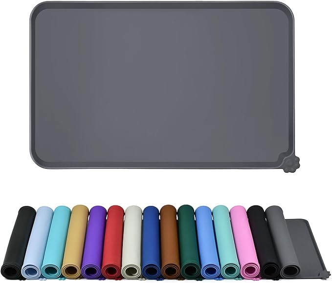 Waterproof Pet Feeding Mat with High Raised Edges, Heavier and Thicker Placemats for Cat Dog Water Bowl with BPA Free, Dogs Cats Food Mats for Messy Drinkers to Prevent Spill and Protect Floors-Mewly Pet