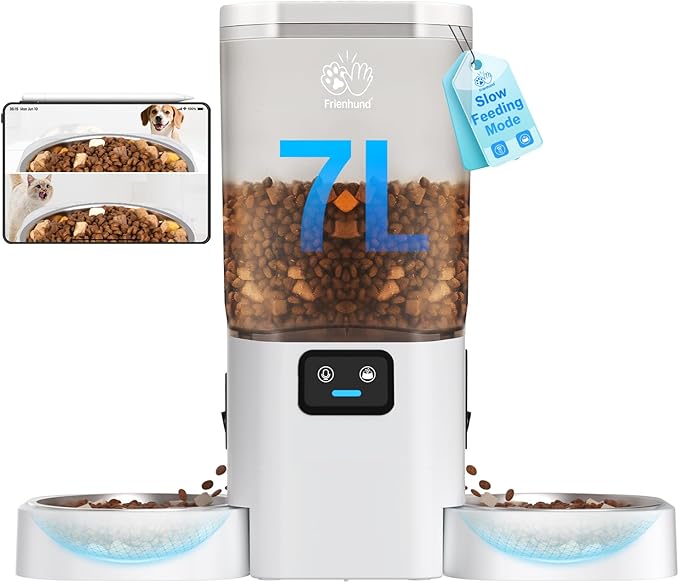 5G WiFi Automatic Cat Feeder with Two HD Camera: 7L Automatic Dog Feeder with Night Vision, Auto Cat Food Dispenser for Multiple Pet, Detachable for Easy Cleaning - 29 Cup-Mewly Pet