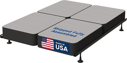 Treaton, 8-Inch Sturdy Wood Box Spring for Mattress Support - Durable and Fully Assembled, Natural Wood Foundation for King(Fold), Gray