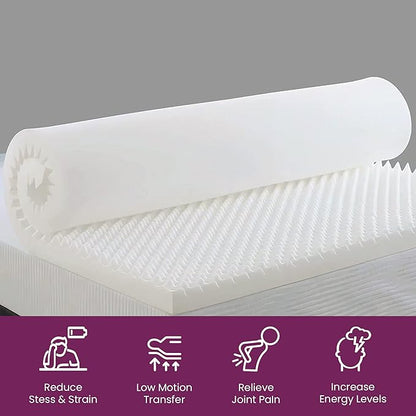 Mayton Convoluted Egg Shell 2-inch Breathable Foam Bed Topper | Makes Mattresses Comfortable and Relaxing, Provides Faster Pain Relief and Provides Orthopedic Beneficial Support, Queen, Off-White