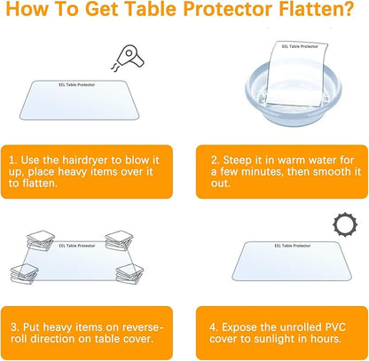 24 X 63 Inch Clear PVC Dining Table Protector Rectangular Plastic Vinyl Table Cover Cloth Desk Pad Mat for Office Computer Coffee Glass End Side Bar Table Top Countertop Wooden Furniture Protecton Mat