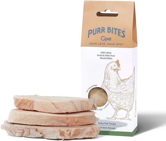 OPET Freeze Dried Chicken Cat Treats, Single Ingredient Grain Free High Protein Pet Food for Cats and Dogs, Healthy Training Snacks, Freeze Dried Cat Food (Chicken Breast, 1.48 Ounce)-Mewly Pet