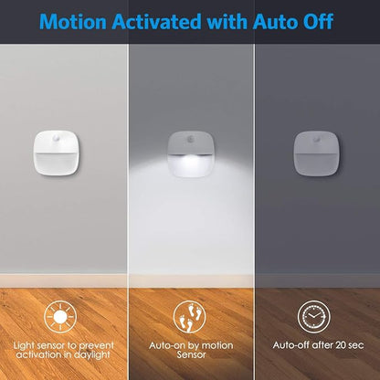 AMIR Upgraded Motion Sensor Light Indoor, Stair Lights Battery Operated, Cordless Stick-On LED Night Light for Closet, Hallway, Bathroom, Kitchen, Cabinet, Energy Efficient (White - Pack of 3)