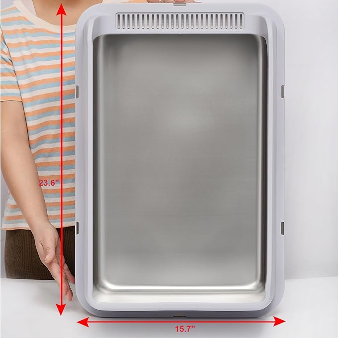 Kichwit Extra Large Stainless Steel Cat Litter Box with High Sides, Easy to Clean, Smooth Surface, Rust Resistant, 23.6" x 15.7" x 10" (with Lid)-Mewly Pet