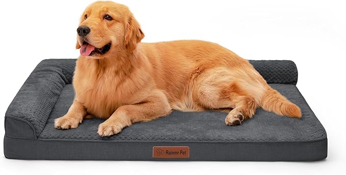 Orthopedic Dog Beds Large Sized Dog, 3 Inch Memory Foam Pet Bed for Medium and Large Dogs, Washable Removable Cover, Nonskid Bottom, Waterproof, 44x32 Inches XXL Dark Grey-Mewly Pet