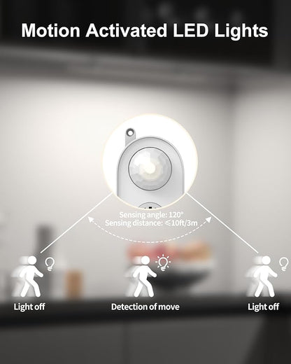 ASOKO Motion Sensor Dimmable Led Under Cabinet Lighting,12 inches Plug in Led Counter Light Bars, Daylight White 4500K Led Light Bar for Kitchen/Closet/Wardrobe/Shelf/Desk/Display Case