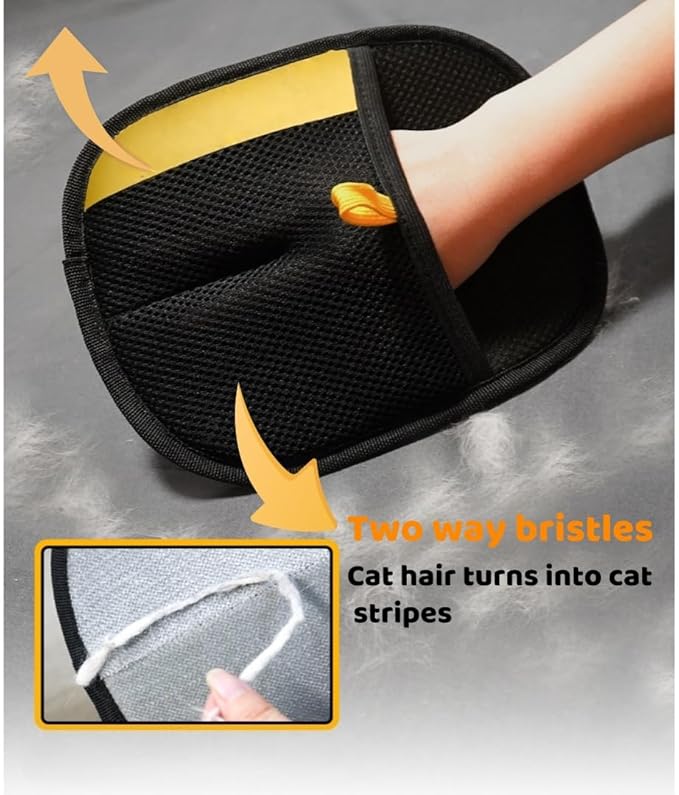 Upgraded pet Hair Removal Gloves, Reusable pet Hair Removal Gloves, 2 pcs cat Hair Removal Devices, Suitable for Clothes, Sofas, Carpets, car Seats. (2PCS Black)-Mewly Pet