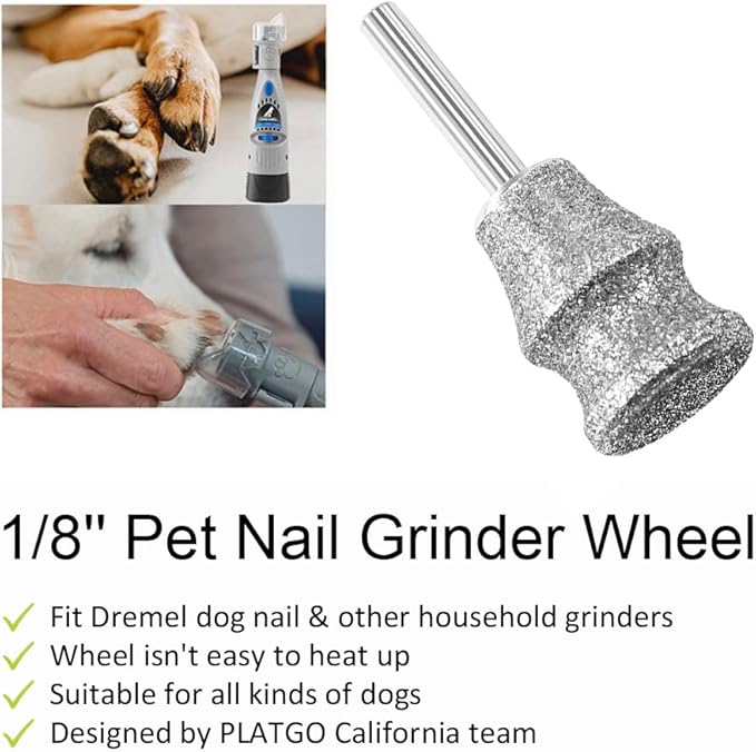 Diamond Dog Nail Grinder for Dremel, Diamond Sanding Drums, Diamond Rotory Bit for Dogs&Pets Nail Care, 1/8'' Nail Dremel Tool for Dogs, for Animals Nail Care & Home Grinder Tools-Mewly Pet