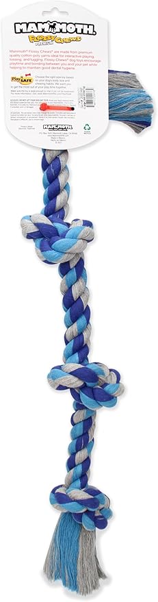 Mammoth Flossy Chews Color Rope Tug – Premium Cotton-Poly Tug Toy for Dogs – Interactive Dog Rope Toy – Tug Dog Chew Toy-Mewly Pet
