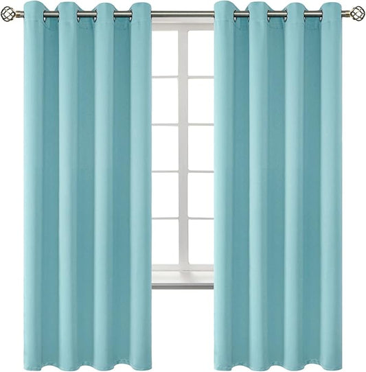 BGment Blackout Curtains - Grommet Thermal Insulated Room Darkening Bedroom and Living Room Curtains, Set of 2 Panels (55 x 69 Inch, Baby Blue)