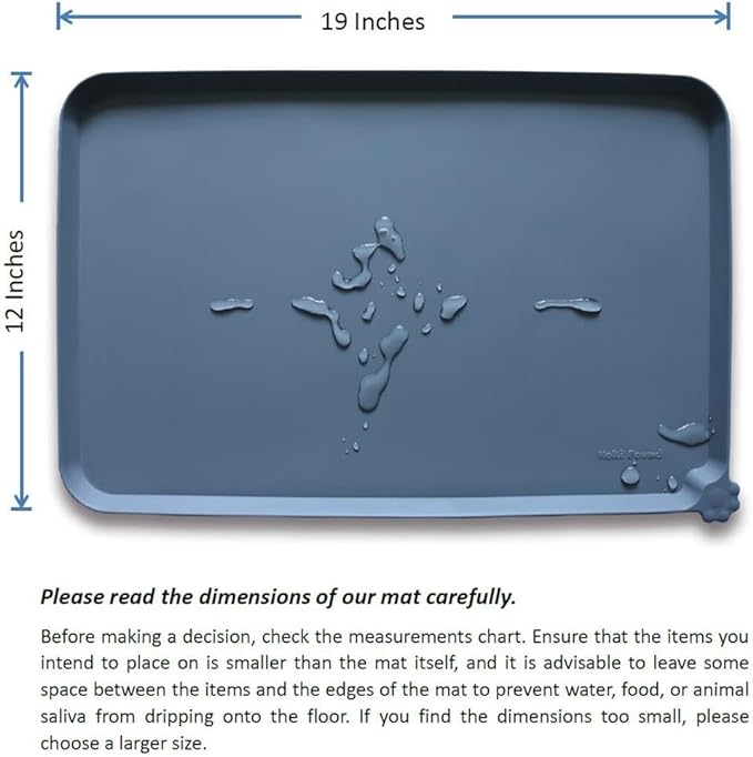 Hoki Found -Waterproof Pet Feeding Mats with High Lips - Multiple Size and Colors for Dogs, Cats & Others-G-Mewly Pet