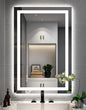 24''x36'' LED Bathroom Mirror with Front + Backlit, Tempered Glass Bathroom Mirror with Lights, Anti-Fog, 3 Colors with Stepless Dimmable Memory Bathroom Vanity Mirror for Wall, Shatterproof
