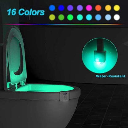 ZEZHOU Toilet Light 2 Pack - 16 Color LED Toilet Bowl Light Motion Activated Light Sensor Bathroom Night Light, Unique Cool Funny Gadgets Gifts Idea for Men Boy Teen Kids Dad