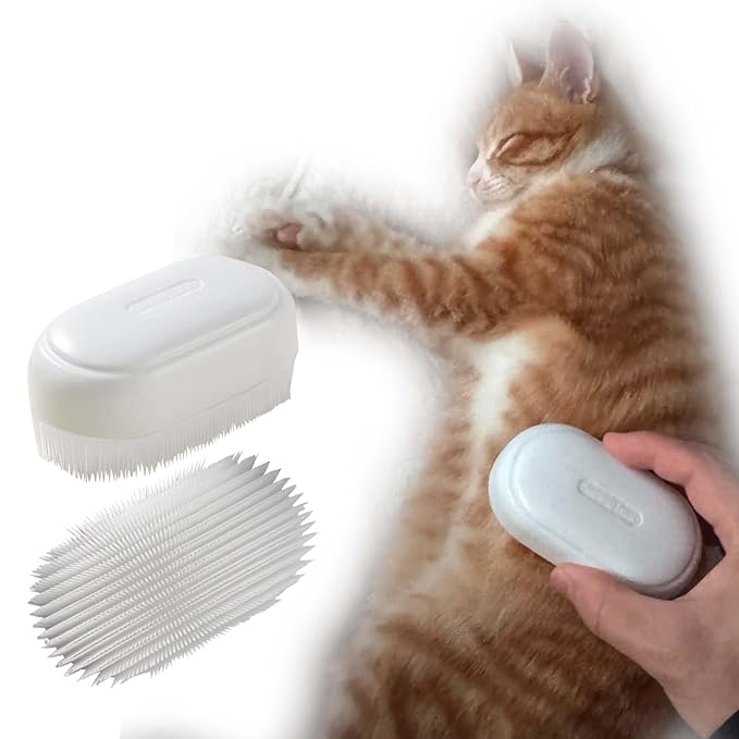 SoarExcelleryy Soft Fur Cat Brush - Over 1000 gentle cat tongue brushes with prickly serrations, suitable for sensitive cats - comfortable, lightweight, gentle, perfect for enhancing intimacy, white-Mewly Pet