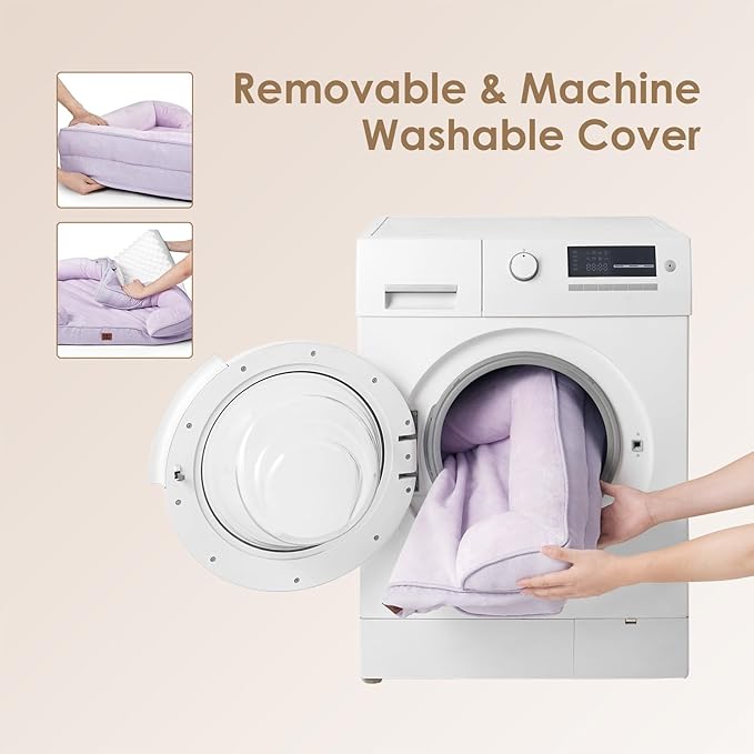 EHEYCIGA Orthopedic Dog Beds for Extra Large Dogs, Waterproof Memory Foam XXL Pet Bed with Sides, Non-Slip Bottom and Egg-Crate Foam Big Dog Couch Bed with Washable Removable Cover, Lilac-Mewly Pet