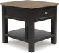 Signature Design by Ashley Drazmine Casual End Table with 1 Lower Shelf, Light Brown & Black