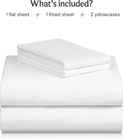 LuxClub 4 PC California King Size Sheet Set Bed Sheets Deep Pockets Wrinkle Free Cooling Sheets Machine Washable Hotel Bedding Silky Soft - White California King