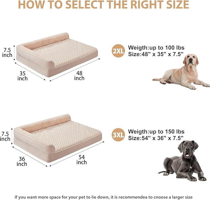 BFPETHOME Orthopedic Dog Beds for Large Dogs-Waterproof Sofa Dog Bed with Removable Washable Cover, Large Pet Bed with Waterproof Lining and Nonskid Bottom,Pet Bed for Dogs-Mewly Pet