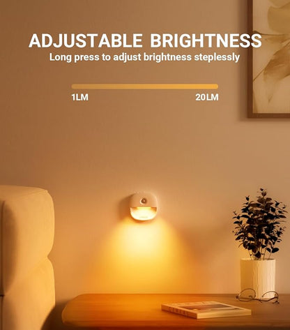 Lyridz Rechargeable Battery Night Light with Motion Sensor, Dimmable Amber Nightlights for Bathroom, Bedroom, Hallway, Stairs, Pet House, 3 Pack