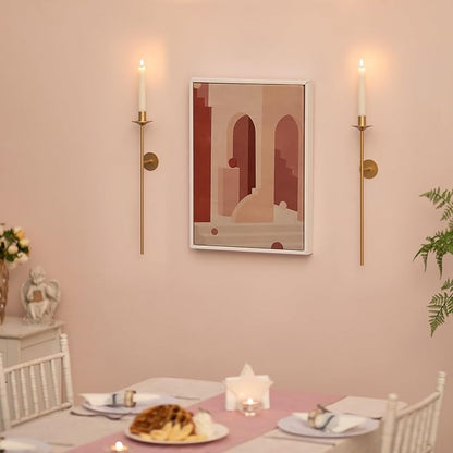 Sziqiqi Wall Candle Holder Gold: Candle Sconces Wall Decor Set of 2 for Dining Room Wall Hanging Candle Sticks Holder for Living Room Fireplace