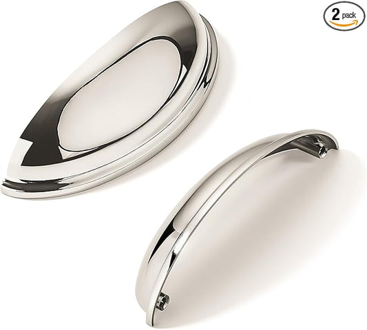 khtumeware 2 Pack 4" Drawer Pulls Polished Nickel Cabinet Cup Pulls Kitchen Hardware Cabinet Handles Drawer Handles Knobs 4 inch Hole Center