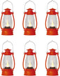 12-Pcs Orange Mini Lanterns Decorative for Halloween Thanksgiving, Fall Centerpiece for Table, Small Western Lantern with Flicker LED Candle for Cowboy Camping Christmas Wedding Decorations