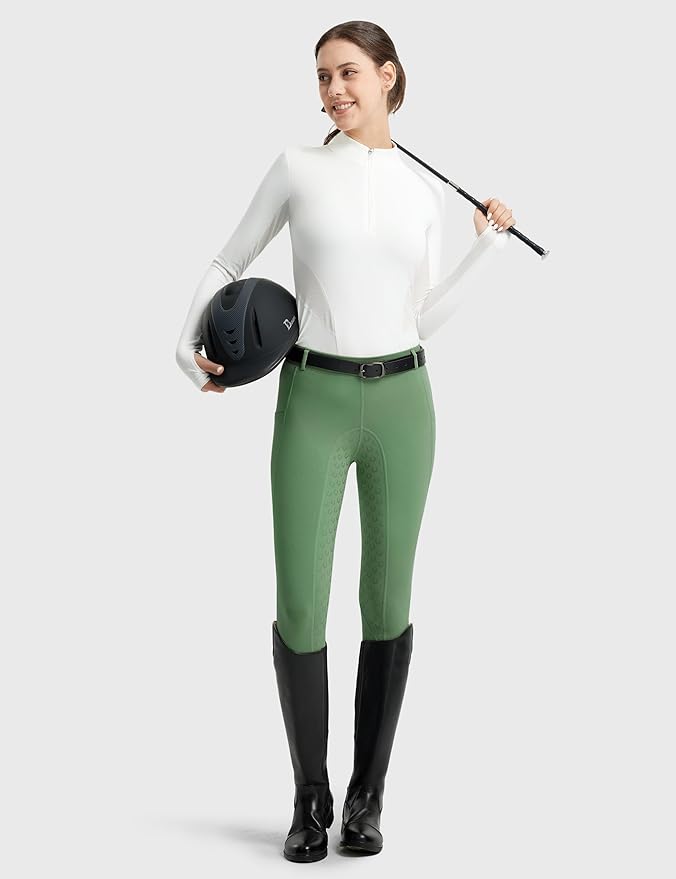 FitsT4 Sports Women's Full Seat Riding Tights Active Silicon Grip Horse Riding Tights Equestrian Breeches-Mewly Pet