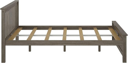 Max & Lily Queen Bed Frame with Slatted Headboard, Solid Wood Platform Bed for Kids, No Box Spring Needed, Easy Assembly, Clay