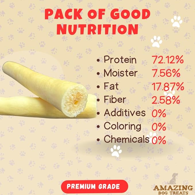 Amazing Dog Treats - 6 Inch Cow Tail Dog Chew- Thick - (20 Pcs/Pack) - Premium Quality - Sourced from Grass Fed Cattle - Long Lasting Dog Chew- Rawhide Alternative-Mewly Pet