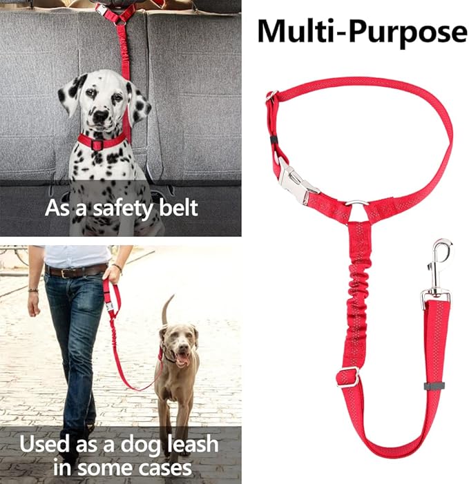Plutus Pet Dog Seat Belt for Car Headrest, Reflective and Adjustable Restraint with Elastic Bungee for Safety, Vehicle Seatbelt Harness for Small Medium Large Dogs and Cats-Mewly Pet