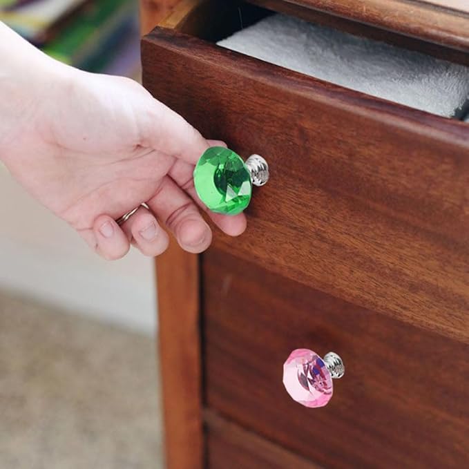 11 Pack Colorful Crystal Drawer Knobs, 30mm Glass Dresser Knobs Cabinet Diamond Shape Pulls Handle for Wardrobe, Kitchen, Bathroom, Cupboard(11 Colors)