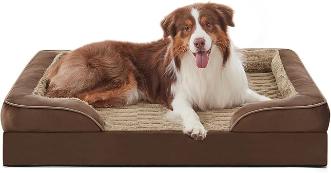 FURTIME Orthopedic Dog Beds for Large Dogs, Egg Foam Dog Bed with Ultra Comfy Supportive Foam, Washable & Waterproof Pet Couch, Nonskid Bottom-Mewly Pet