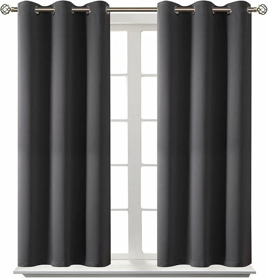 BGment Blackout Curtains for Bedroom - Grommet Thermal Insulated Room Darkening Curtains for Living Room, Set of 2 Panels (38 x 54 Inch, Dark Grey)