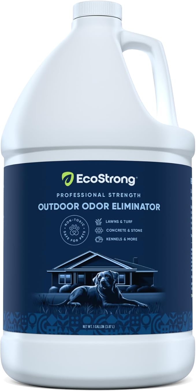 Eco Strong Outdoor Odor Eliminator Outside Dog Urine Enzyme Cleaner Powerful Pet, Cat, Animal Scent Deodorizer | Professional Strength for Yard, Turf, Kennels, Patios, Decks (128 OZ)-Mewly Pet