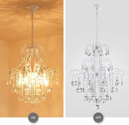 WUZUPS Crystal Chandelier 5-Light Pendant Ceiling Light Modern Lighting Fixture for Bedroom Hallway Bar Kitchen Bathroom, H 22.6'' x W 19.2'', E12 Base, White