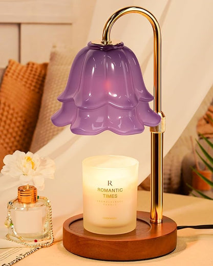 Purple Candle Warmer Lamp with Timer & Dimmer, Adjustable Height Christmas Gifts Birthday Gifts for Women Mom, Flower Candle Lamp Warmer, Wax Warmer with 2 Bulbs, House Warming New House Decorations