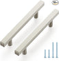 JOY DECOR 10 Pack 4 Inch Brushed Nickel Square Cabinet Handles Stainless Steel Cabinet Hardware Pulls for Kitchen and Drawers with 6-2/5 Inch Overall Length