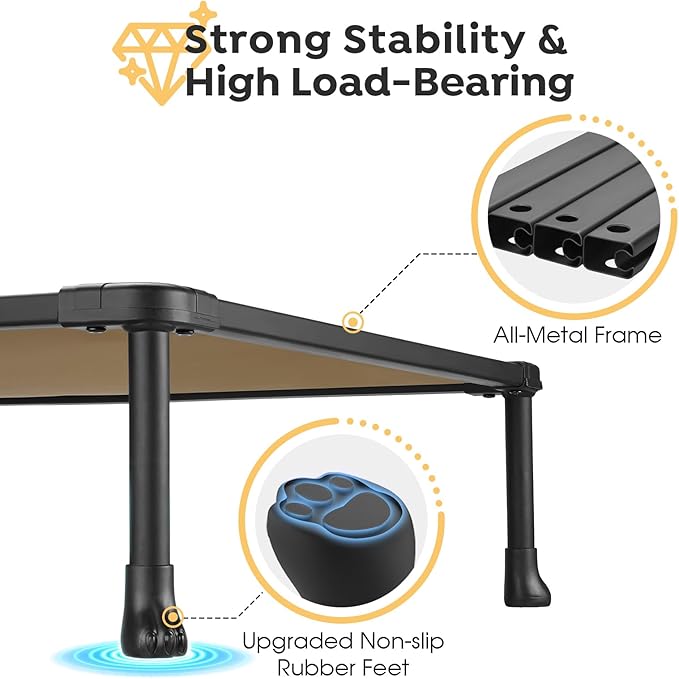 Veehoo Chew Proof Dog Cot, Non Chewable Large Bed, Anti-Scratch Durable Hammock Raised Place for Training Platform, Outdoor Cooling Off Ground, CWC2420ACP-Mewly Pet