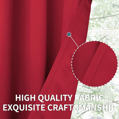 BGment Room Darkening Curtains 54 Inches Long - Grommet Thermal Insulated Drapes Window Treatment Curtains for Bedroom, 2 Panels, 52 x 54 Inch, Red