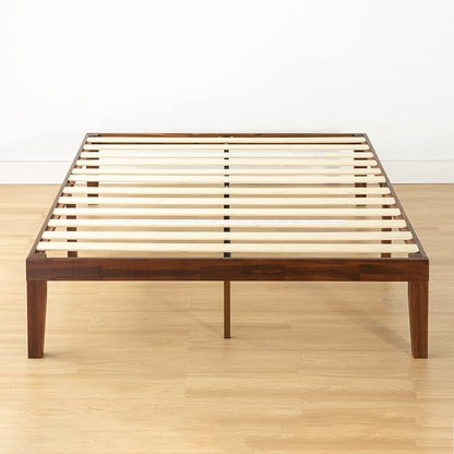Mellow Naturalista Classic 16 Inch Solid Wood Platform Bed with Wooden Slats, Espresso, King