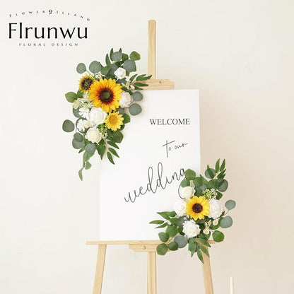 Artificial Flowers Decorations Pack of 2,Centerpieces for Wedding Reception Backdrop Decoration, Floral Decor Wall Home Entryway OutdoorDecorations (Sunflower)