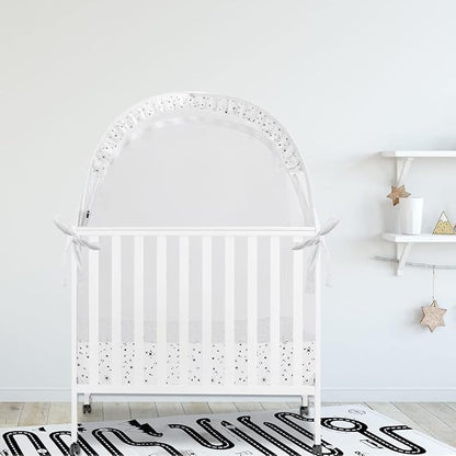 Baby Pack N Play Tent, Pack and Play Canopy to Keep Baby in, Portable Crib Net for Playards, Mini Crib Tent with See Through Mesh, Easy Installation and Transportation White+stars