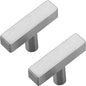 5 Pack Silver Cabinet Knobs - Sqaure Bar Cabinet Pulls Brushed Nickel Knobs for Kitchen Drawer Stainless Steel Dresser Pulls for Kitchen Hardware 2in Length Single Hole